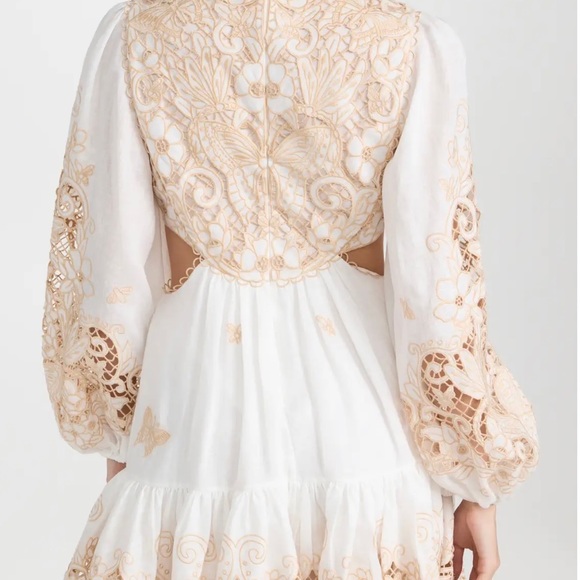 Zimmermann - Jeannie Embroidered Yoke Mini Dress - Picture 2 of 9